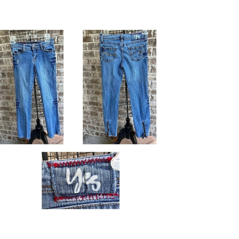 VTG 90's Yes Brand Jeans Girls 10 Blue 25 inches x 26" Studded Embroider… - Picture 5 of 12